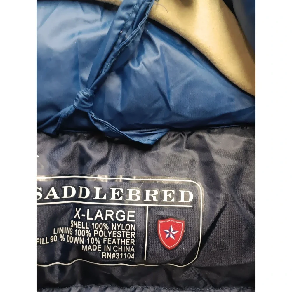 Saddlebred Down Puffer Vest Men's XL Blue 90/10 Feather Zip
